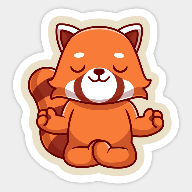 Cute Red Panda Doing Yoga Cartoon Sticker by Catalyst Labs